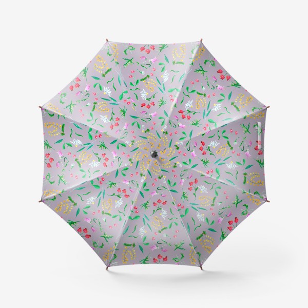 Зонт «Узор с дикими цветами и ягодами»