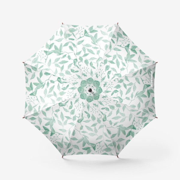 Зонт «Акварельный узор в мятных тонах »