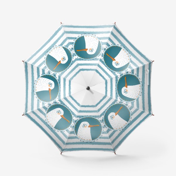 Зонт «Чайка на полосатом фоне в круге.»