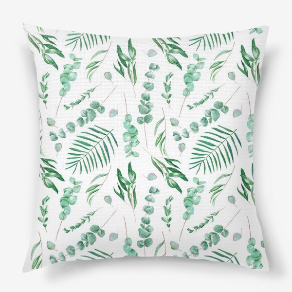 Подушка «Узор с тропической зеленью »