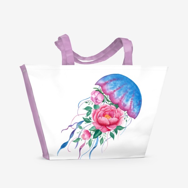 Пляжная сумка «Медуза с пионами»