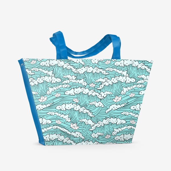 Пляжная сумка «Море и кораблики»