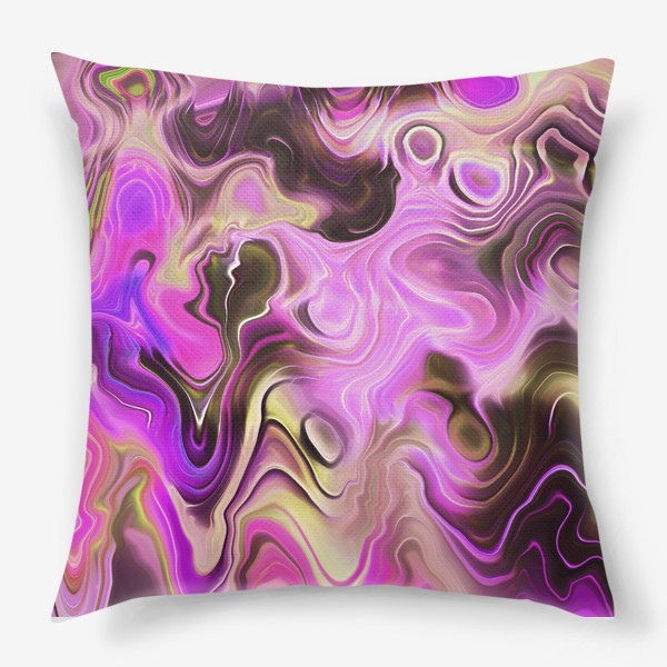 Подушка «Розово-фиолетовые абстрактные мраморные волны»