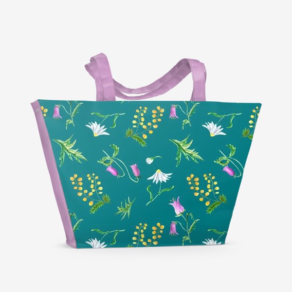 Пляжная сумка &laquo;Паттерн с лесными дикими цветами&raquo;