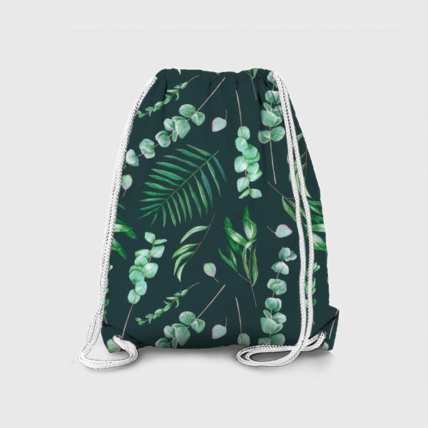 Рюкзак «Узор с летней зеленью на темном фоне»