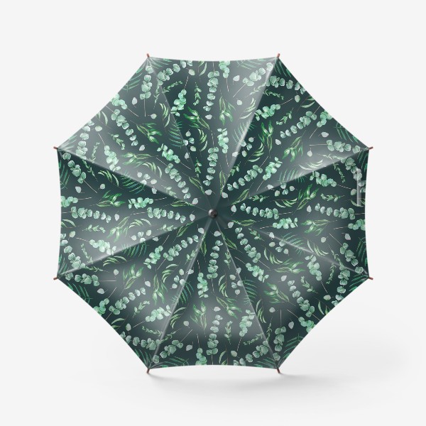Зонт «Узор с летней зеленью на темном фоне»