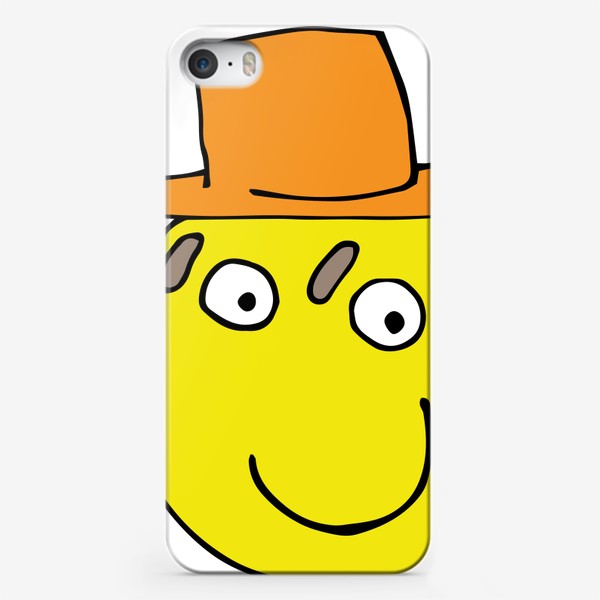Чехол iPhone «Смайлик в оранжевой шляпе улыбается»