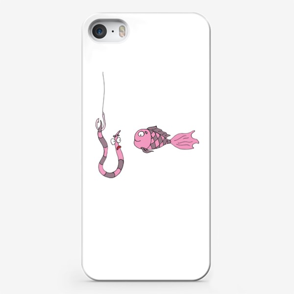 Чехол iPhone «Розовая рыбка на рыбалке. »