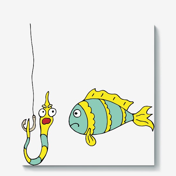 Холст «Голубая рыбка на рыбалке. Рыбалка, хобби, увлечение»