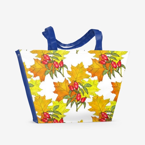 Пляжная сумка «Осенние листья и шиповник»