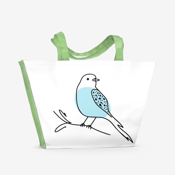 Пляжная сумка &laquo; «Маленькая птичка на веточке. Скетч. Стиль одна линия.»&raquo;