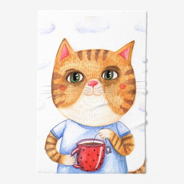 Полотенце «Кот с чашкой чая»