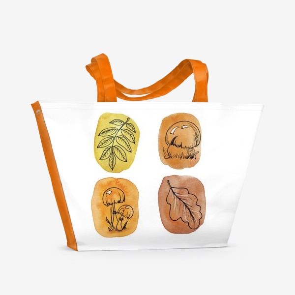 Пляжная сумка &laquo;Осенние листья и грибы&raquo;