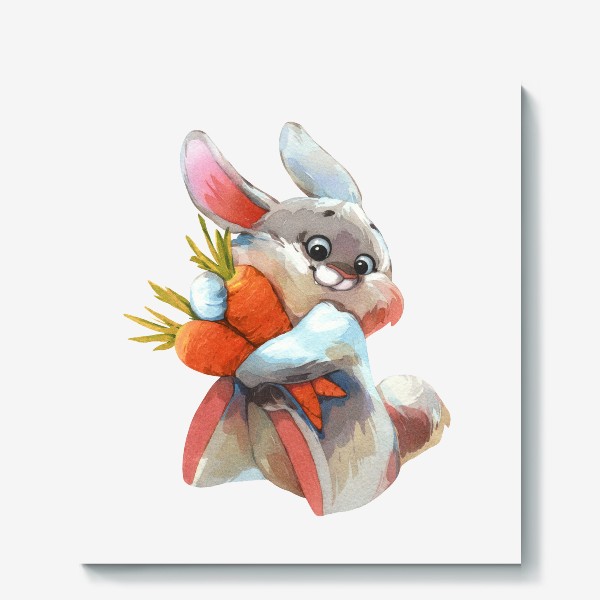 Холст «кролик с морковками»