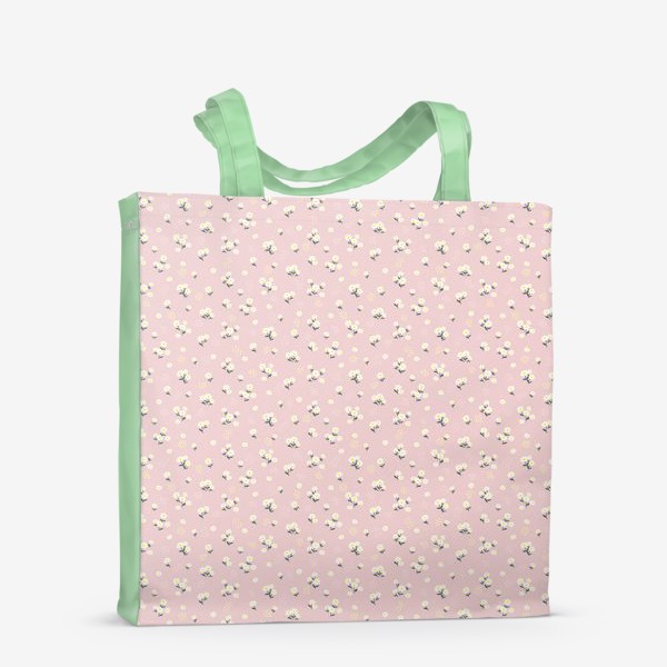 Сумка-шоппер «Маленькие белые цветочки на розовом»