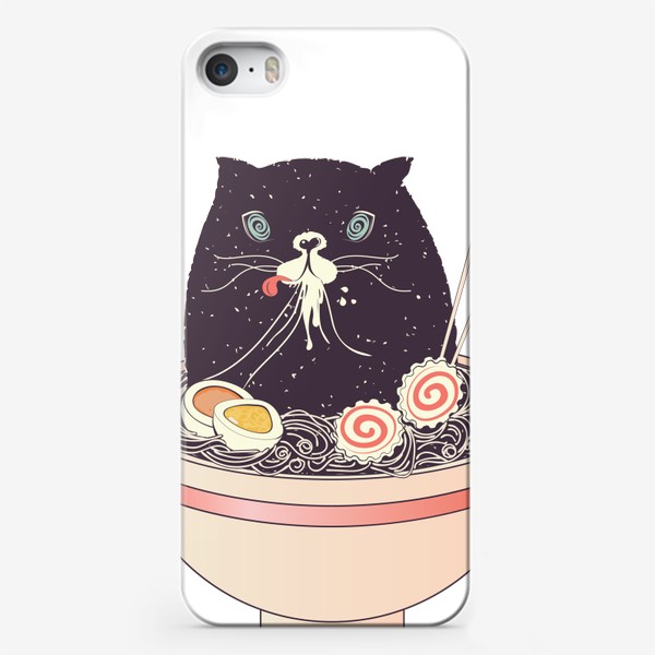 Чехол iPhone «Миска рамена и черная кошка»