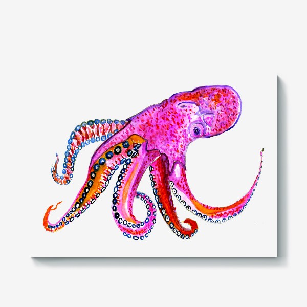 Холст «Рисунок розового осьминога»