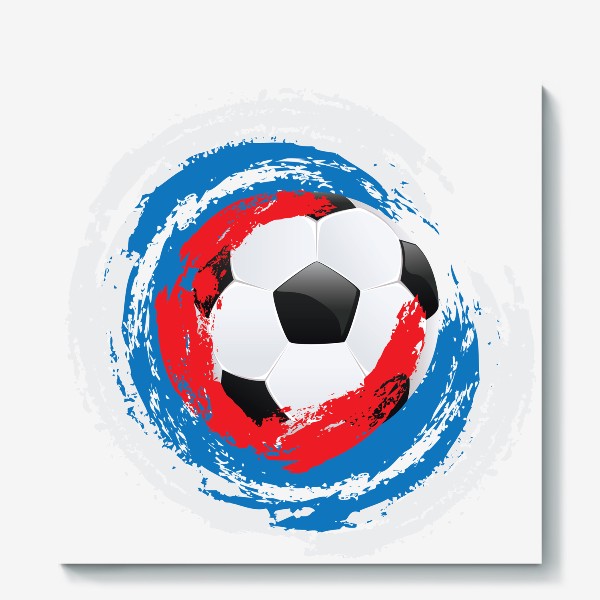 Холст &laquo;Футбольный мяч и мазки кисти цветов российского флага&raquo;