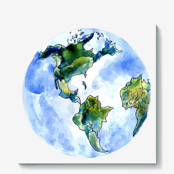 Холст «Планета Земля рисунок»