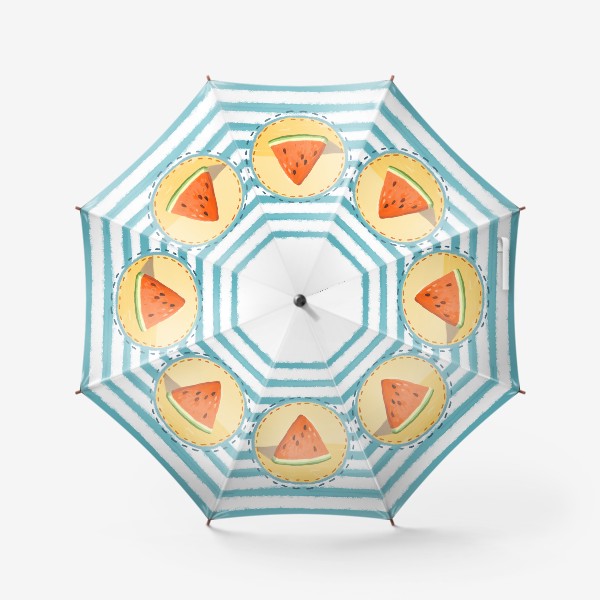 Зонт «Арбуз в круге на полосатом фоне»