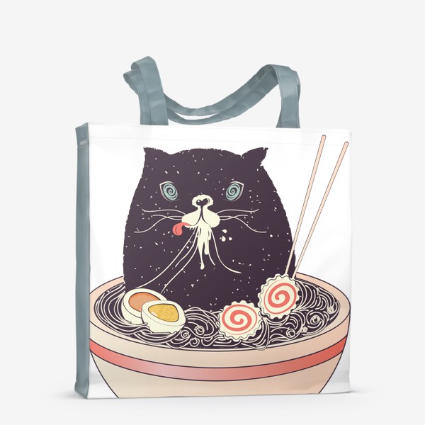 Сумка-шоппер «Миска рамена и черная кошка»