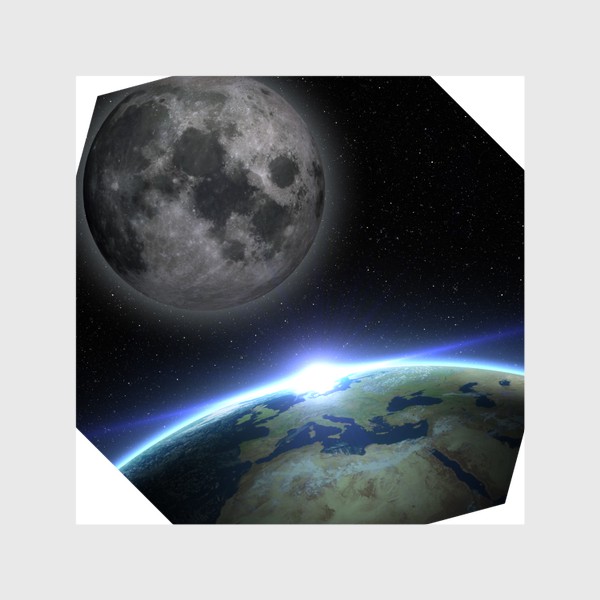 Шторы «3D Земля и Луна в космосе»