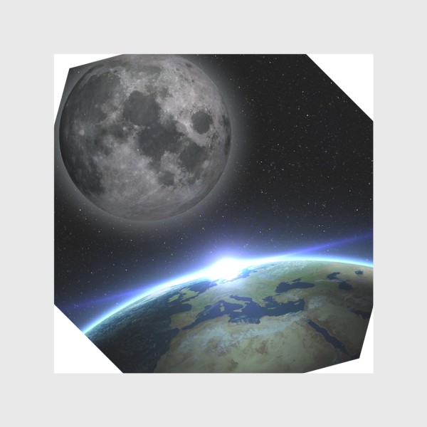 Скатерть «3D Земля и Луна в космосе»