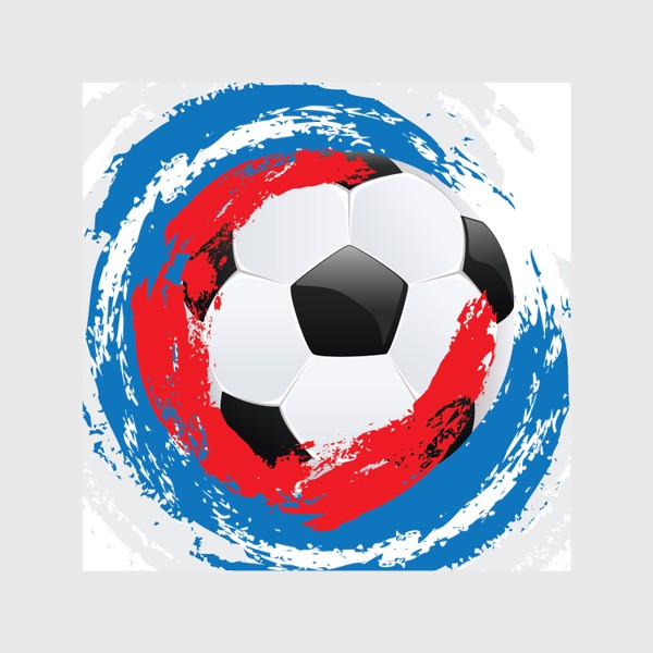 Шторы «Футбольный мяч и мазки кисти цветов российского флага»