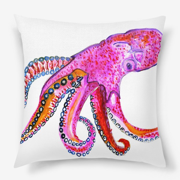 Подушка «Рисунок розового осьминога»