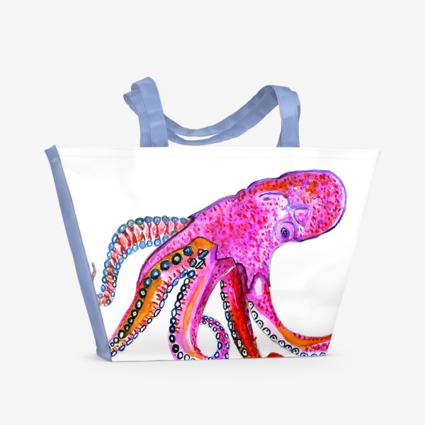 Пляжная сумка «Рисунок розового осьминога»