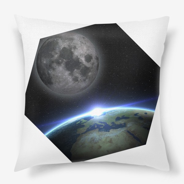 Подушка «3D Земля и Луна в космосе»
