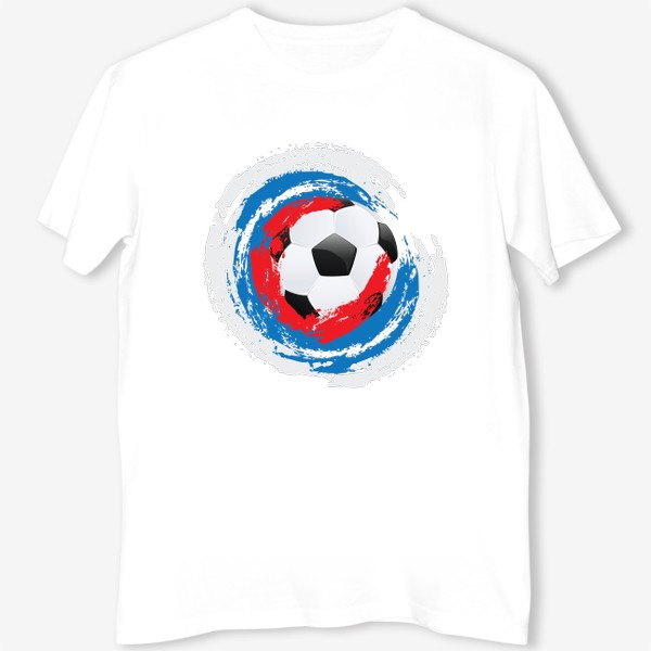 Футболка «Футбольный мяч и мазки кисти цветов российского флага»