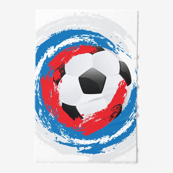 Полотенце &laquo;Футбольный мяч и мазки кисти цветов российского флага&raquo;