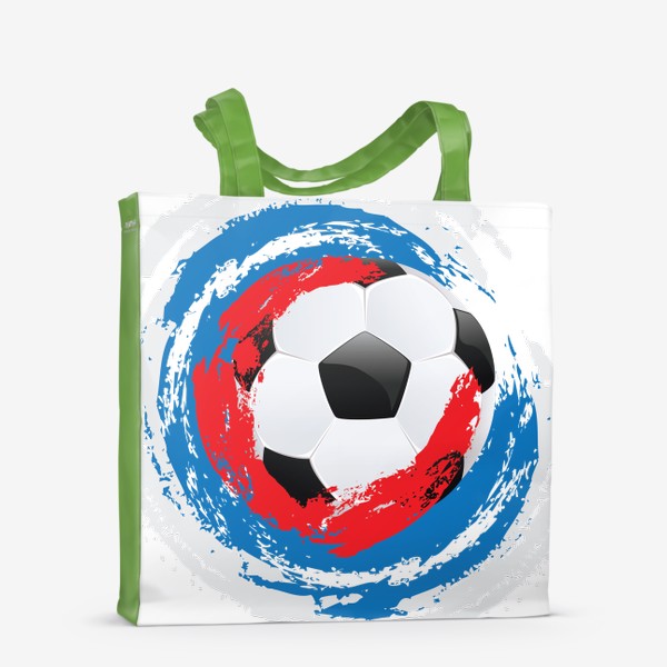 Сумка-шоппер «Футбольный мяч и мазки кисти цветов российского флага»