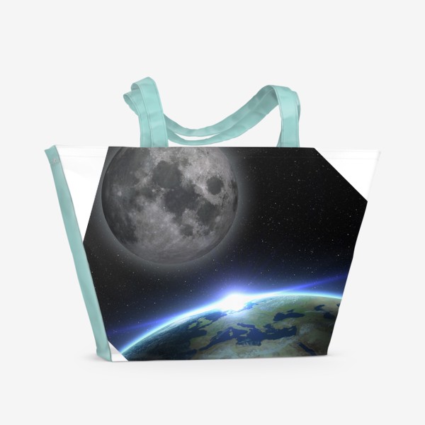Пляжная сумка «3D Земля и Луна в космосе»