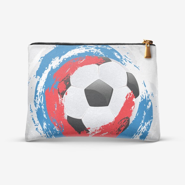 Косметичка «Футбольный мяч и мазки кисти цветов российского флага»