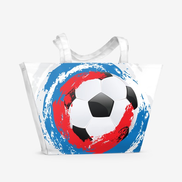 Пляжная сумка &laquo;Футбольный мяч и мазки кисти цветов российского флага&raquo;