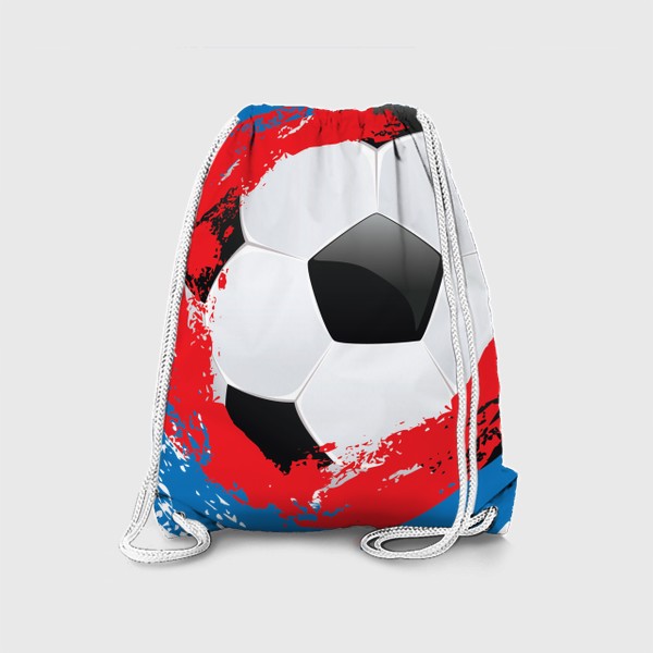 Рюкзак &laquo;Футбольный мяч и мазки кисти цветов российского флага&raquo;