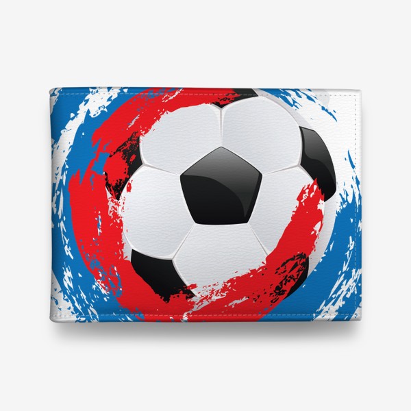 Кошелек «Футбольный мяч и мазки кисти цветов российского флага»