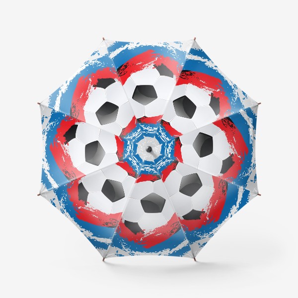 Зонт «Футбольный мяч и мазки кисти цветов российского флага»