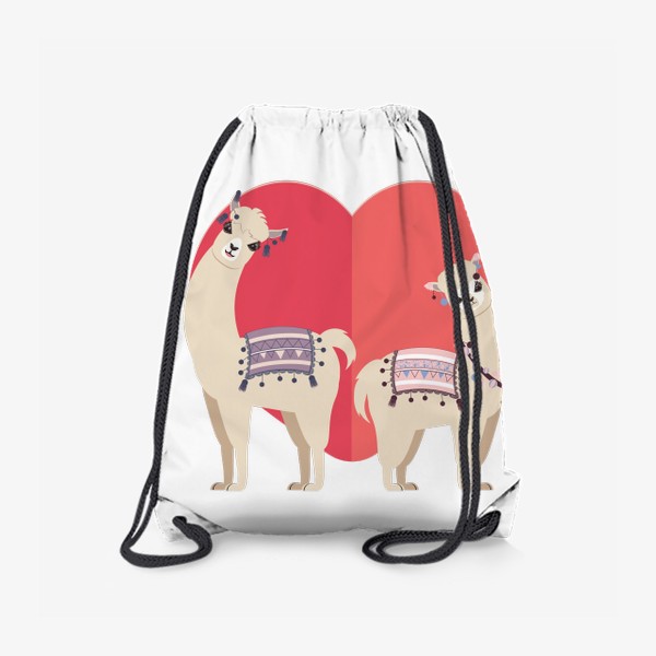 Рюкзак «Лама с Альпакой на фоне сердечка»