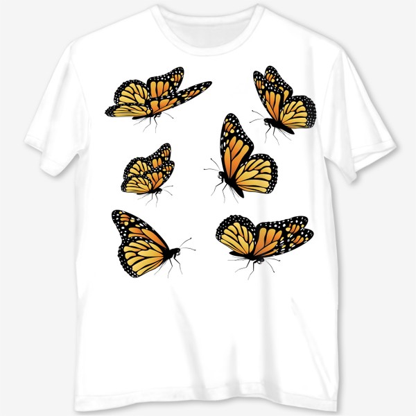 Футболка с полной запечаткой «Порхающие бабочки Монархи»