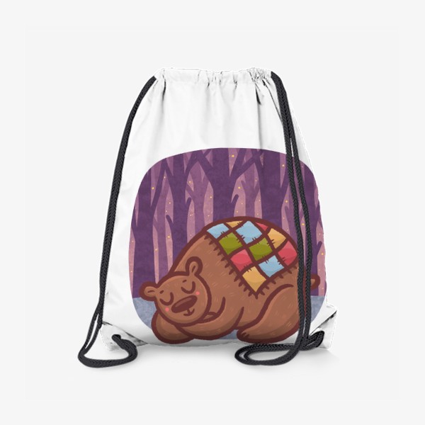 Рюкзак «Милый медведь спит в лесу под звёздами »