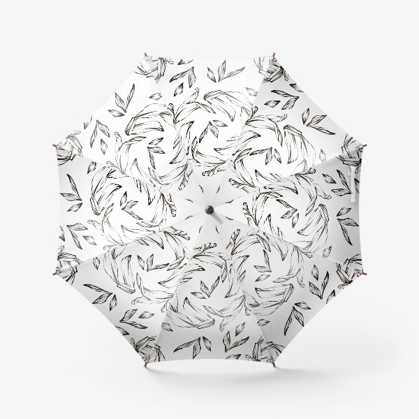 Зонт «листья ч/б»