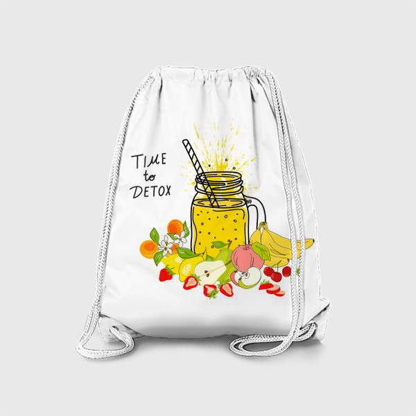 Рюкзак «Смузи или детокс-коктейльный плакат. Набор нарисованных вручную ингредиентов для коктейля- фруктов, ягод. Здоровая еда. »