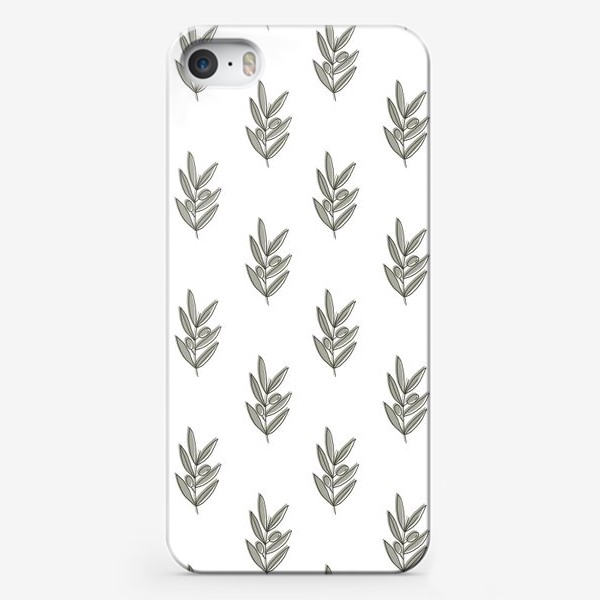 Чехол iPhone «Зеленые ветки оливы. Паттерн»