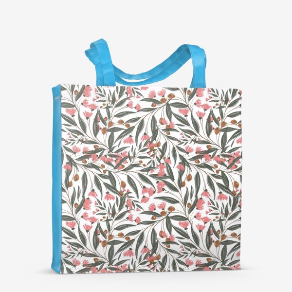 Сумка-шоппер «Тропические ветви эвкалипта с цветами. Ботаника паттерн»