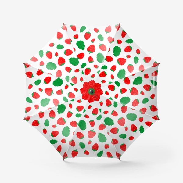 Зонт «Красная клубника с листьями»