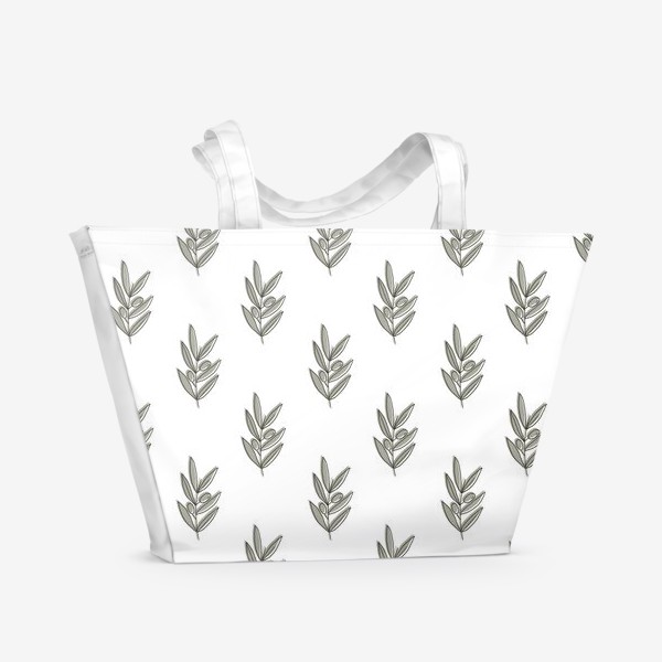 Пляжная сумка «Зеленые ветки оливы. Паттерн»