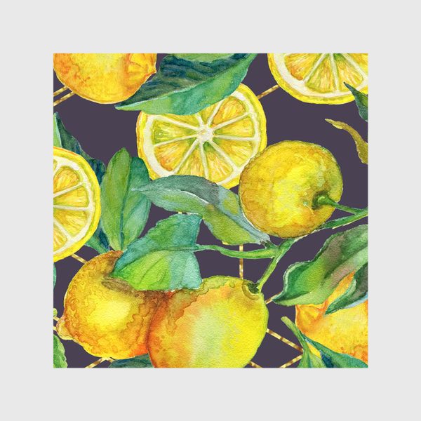 Шторы «Лимоны на ветке с золотом»